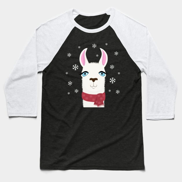 Xmas Llama Baseball T-Shirt by valentinahramov